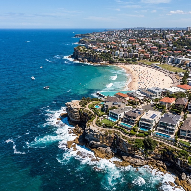 Eastern Suburbs Sydney coastline background watermark