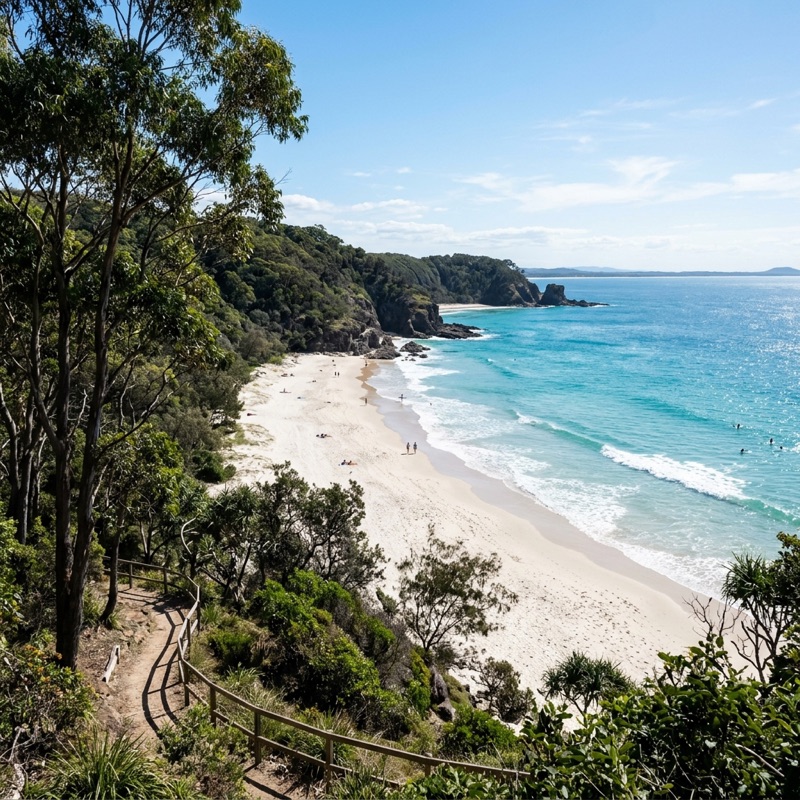 Sunshine Coast beach and Noosa coastline background watermark